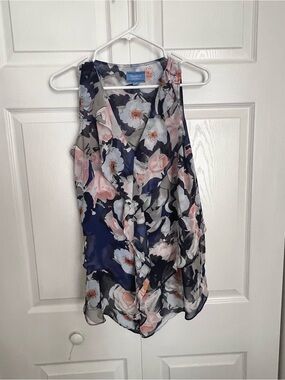 Simply Vera Vera Wang Navy Floral Chiffon Camisole